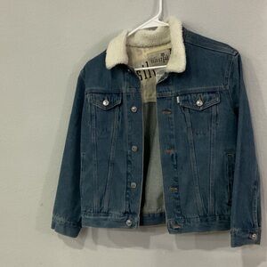 Levi's Blue Denim Jacket with Cream Sherpa Collar